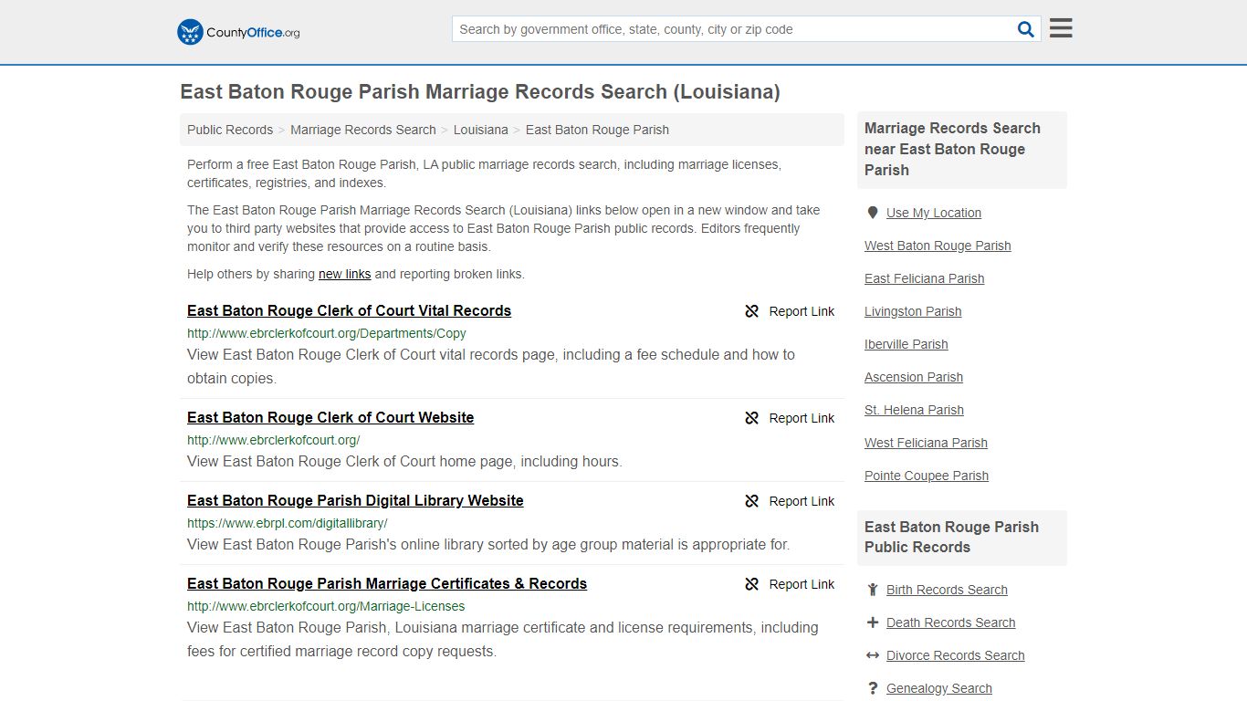 Marriage Records Search - East Baton Rouge Parish, LA ...